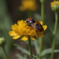 Lady Beetle on yellow bloom Royalty Free Stock Photo