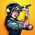 Lady bikers motorcycle illustration