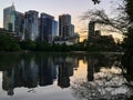 Lady Bird Lake Sunset View of Austin Downtown Skyline Modern Buildings Royalty Free Stock Photo