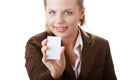 Lady with blank business card Royalty Free Stock Photo