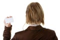 Lady with blank business card Royalty Free Stock Photo