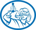 Lady Blindfolded Hold Scales Justice Oval Royalty Free Stock Photo