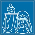 Lady Blindfolded Holding Scales of Justice Royalty Free Stock Photo