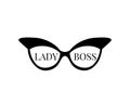 Lady boss, vector. Cat eye sunglasses isolated on white background. Minimalist poster design. Wall art, artwork