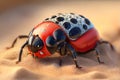 Lady bug on sand closeup view Royalty Free Stock Photo