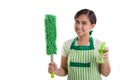 Lady with cleaning products Royalty Free Stock Photo