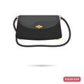 Lady clutch bag color flat icon