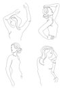 Lady collection. Silhouettes of a girl in a modern one line style. Continuous line drawing, aesthetic outline for home decor, post Royalty Free Stock Photo