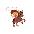 Lady cowboy with horse illustration vector