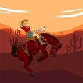 Lady cowboy with horse illustration vector