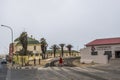 Lady crossing tracks at Luderitz Royalty Free Stock Photo