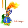 Lady dancer on Indian tricolor background for 15th August Happy Independence Day of India