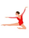 Lady dancer in red leotard