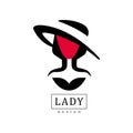 Lady design, fashion, beauty salon, studio or boutique logo template design, red and black fashion poster, placard
