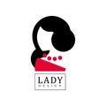 Lady design logo, fashion and beauty emblem vector Illustration