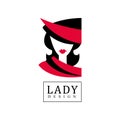 Lady design logo, fashion, beauty salon, studio or boutique emblem, fashion poster, placard, banner vector Illustration