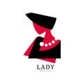 Lady design, red and black fashion and beauty logo design vector Illustration