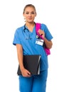 Lady doctor posing with backbag Royalty Free Stock Photo