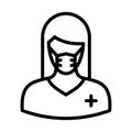 Lady Doctor Wearing mask Vector Icon which can easily modify or edit