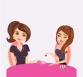 Lady doing manicure in beauty salon