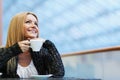 Lady drinking afternoon coffee Royalty Free Stock Photo