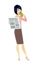 Lady drinking coffee and reading news in newspaper