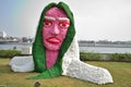 Lady face statue decoration with flowers