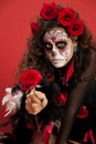 Lady With Facepaint and Roses Royalty Free Stock Photo