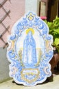 Lady of Fatima in painted old ceramic tiles sintra, Portugal Royalty Free Stock Photo