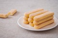 Lady finger biscuits, Italian dessert and sponge cookie on white plate Royalty Free Stock Photo