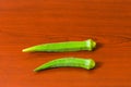 Lady finger okra closeup on isolated background