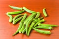 Lady finger okra closeup on background