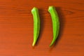 Lady finger okra closeup on isolated background