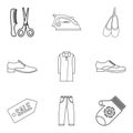 Lady firm icons set, outline style
