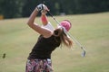 Lady golf swing Royalty Free Stock Photo