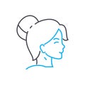 Lady hairstyle vector thin line stroke icon. Lady hairstyle outline illustration, linear sign, symbol concept. Royalty Free Stock Photo