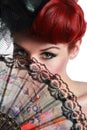 Lady with hand fan Royalty Free Stock Photo