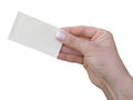 Lady Hand giving a business card with Clipping Path