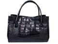 Lady handbag in black color made of crocodile leather