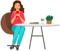 Lady in headpones sitting on couch, listening to music and browsing social media on smartphone Royalty Free Stock Photo