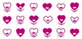 Lady hearts vector logos or icons set, woman faces in a shape of heart, graphic design elements, attractive lips love Valentine