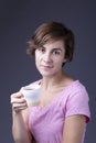 Lady and her coffee. Royalty Free Stock Photo