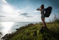 Lady hiker with backpack