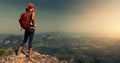 Lady hiker on the mountain Royalty Free Stock Photo