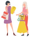 Woman Buying Dress, Lady Shopping, Clothes Vector