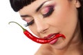 Lady holding red chilli peppers