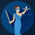 Lady justice illustration in flat design style Royalty Free Stock Photo