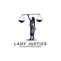 Lady justice law firm logo design inspirations, strong female figure holding with scales vector illustrations Royalty Free Stock Photo