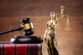 Lady Justice Near Gavel Over Law Book Royalty Free Stock Photo