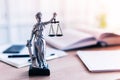 Lady Justice statue in law firm office Royalty Free Stock Photo